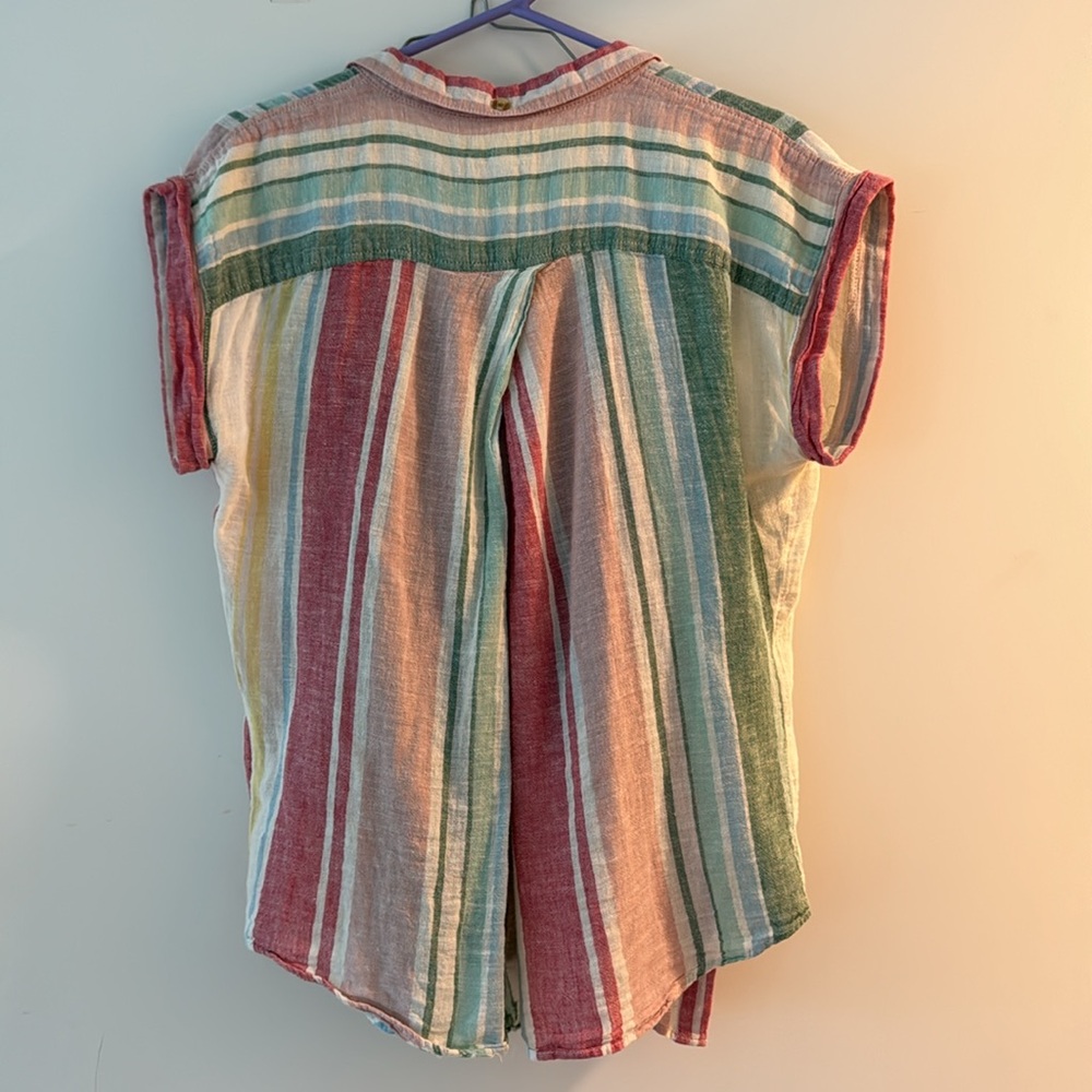 Striped Colorful Loose Button Up - Picture 3 of 6